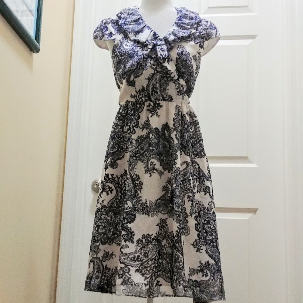 Adriana Papell silk paisley dress